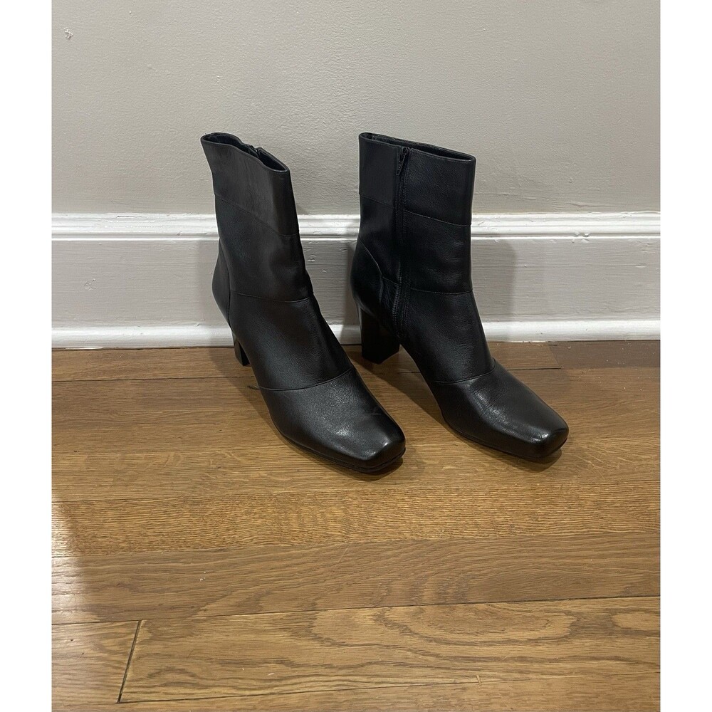 Naturalizer N5 Comfort Monika Black Leather Patchwork Ankle Boots Women Size 11